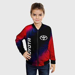 Бомбер детский Toyota красный карбон, цвет: 3D-черный — фото 2