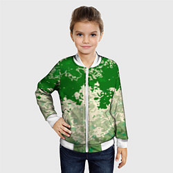 Бомбер детский Абстракция в зелёных тонах, цвет: 3D-белый — фото 2