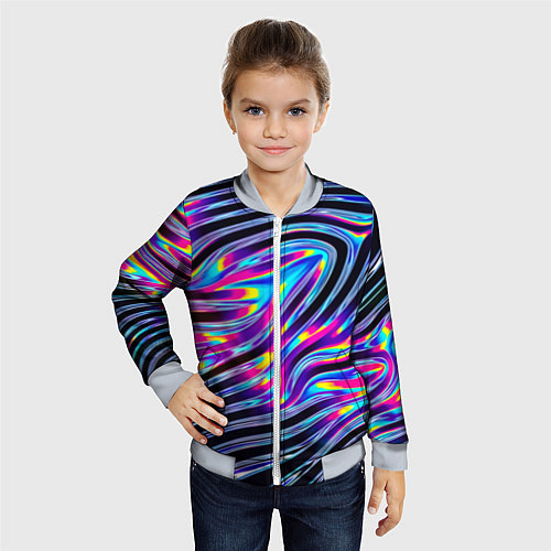 Детский бомбер Голографические полосы / 3D-Серый – фото 4