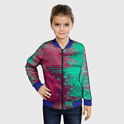 Бомбер детский Светло-розовые и зелёные краски растекаются, цвет: 3D-синий — фото 2