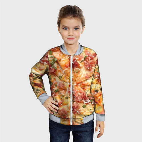 Детский бомбер Вкусная пицца / 3D-Серый – фото 4