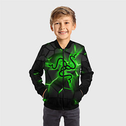 Бомбер детский Razer neon logo, цвет: 3D-черный — фото 2