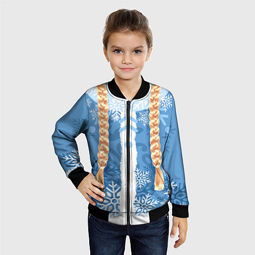 Детский бомбер Снегурочка с косами / 3D-Черный – фото 4