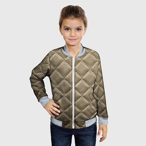 Детский бомбер Стёганая кожа - fashion texture / 3D-Серый – фото 4