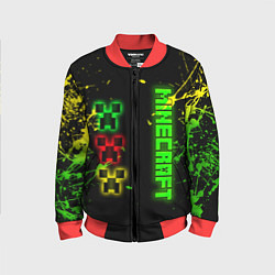 Бомбер детский Minecraft - неоновые логотипы, цвет: 3D-красный