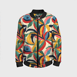 Бомбер детский Эффект вышивки, цвет: 3D-черный
