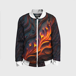 Бомбер детский Огненный орнамент с языками пламени, цвет: 3D-белый