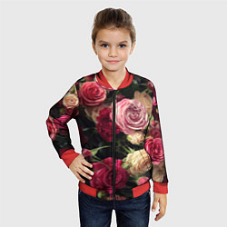 Бомбер детский Нежные кустовые розы, цвет: 3D-красный — фото 2