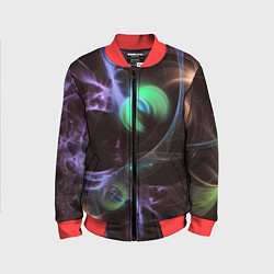 Бомбер детский Магические фиолетовые волны и цветные космические, цвет: 3D-красный