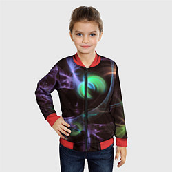Бомбер детский Магические фиолетовые волны и цветные космические, цвет: 3D-красный — фото 2
