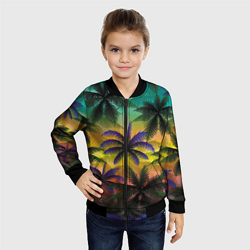 Детский бомбер Кроны пальм, Багамы / 3D-Черный – фото 4