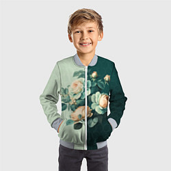 Бомбер детский Розы на зеленом фоне, цвет: 3D-серый — фото 2