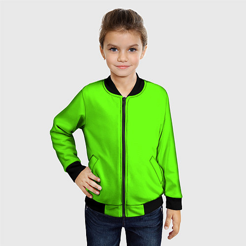 Детский бомбер Кислотный зеленый / 3D-Черный – фото 4