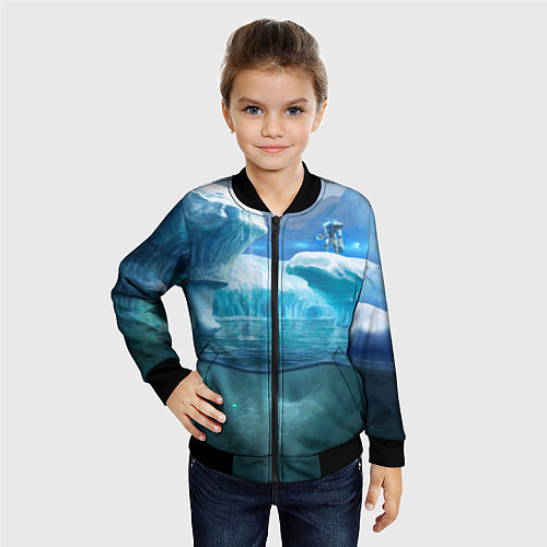 Детский бомбер Subnautica - КРАБ на леднике / 3D-Черный – фото 4