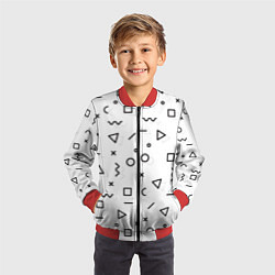 Бомбер детский Разные геометрические фигуры, цвет: 3D-красный — фото 2