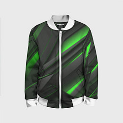 Детский бомбер Черно-зеленые объемные полосы