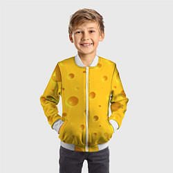 Бомбер детский Сырная текстура, цвет: 3D-белый — фото 2