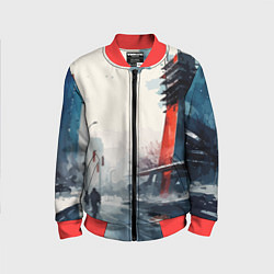 Бомбер детский Наш город - коллекция Бело-сине-красный - Хуф и Ся, цвет: 3D-красный