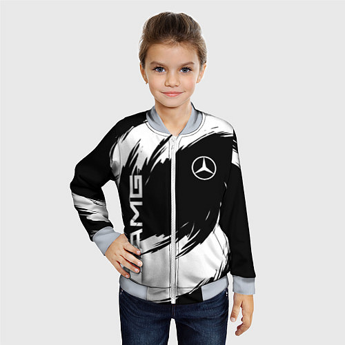 Детский бомбер Mercedes benz - white color / 3D-Серый – фото 4