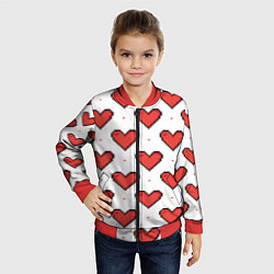 Бомбер детский Pixel heart, цвет: 3D-красный — фото 2