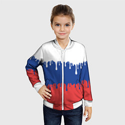 Бомбер детский Флаг России - потёки, цвет: 3D-белый — фото 2