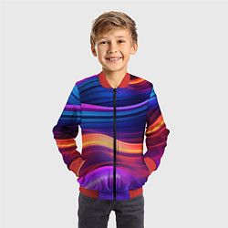 Бомбер детский Волнистые неоновые линии, цвет: 3D-красный — фото 2