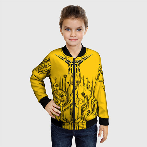 Детский бомбер Киберпанк Yellow-Black / 3D-Черный – фото 4