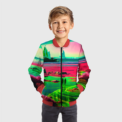 Детский бомбер Кислотный мир / 3D-Красный – фото 3