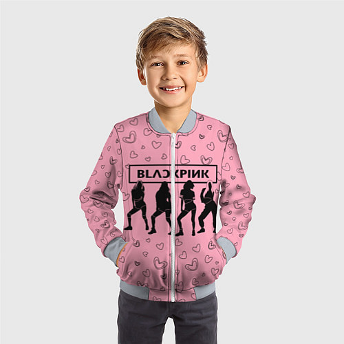 Детский бомбер Blackpink силуэт / 3D-Серый – фото 3