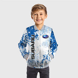 Бомбер детский Subaru blue logo, цвет: 3D-серый — фото 2