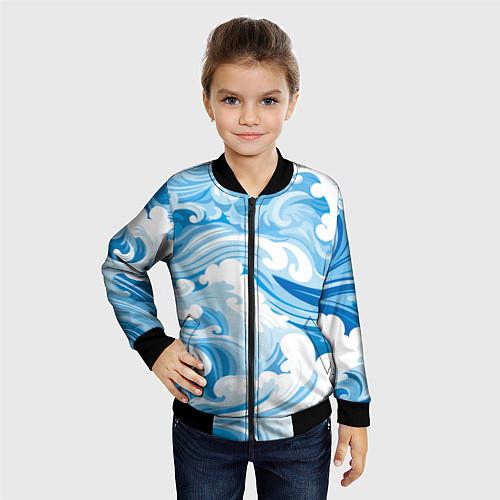 Детский бомбер Голубые волны / 3D-Черный – фото 4