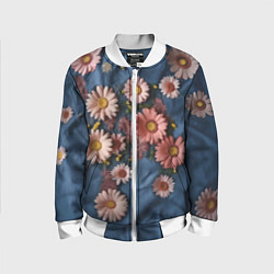 Детский бомбер Хризантемы на джинсе