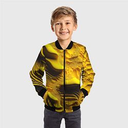 Бомбер детский Желтая объемная текстура, цвет: 3D-черный — фото 2