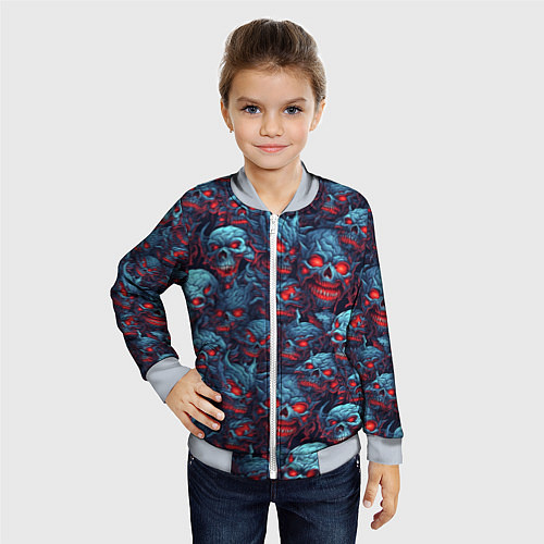 Детский бомбер Monster skulls pattern / 3D-Серый – фото 4