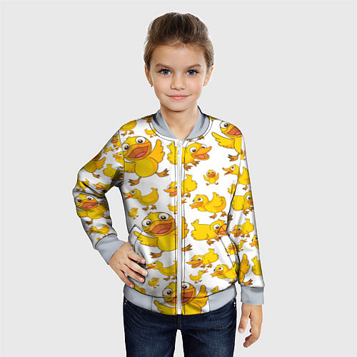 Детский бомбер Yellow ducklings / 3D-Серый – фото 4