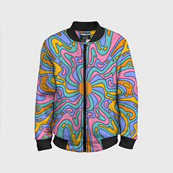 Бомбер детский Абстрактный психоделический рисунок, цвет: 3D-черный