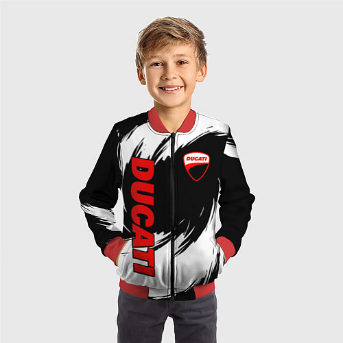 Детский бомбер Ducati - мазки краски / 3D-Красный – фото 3