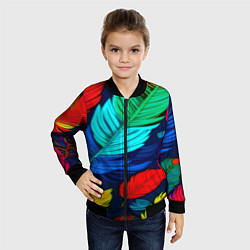 Бомбер детский Яркие перья, цвет: 3D-черный — фото 2