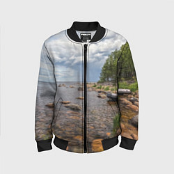 Бомбер детский Лодка на Ладоге, цвет: 3D-черный