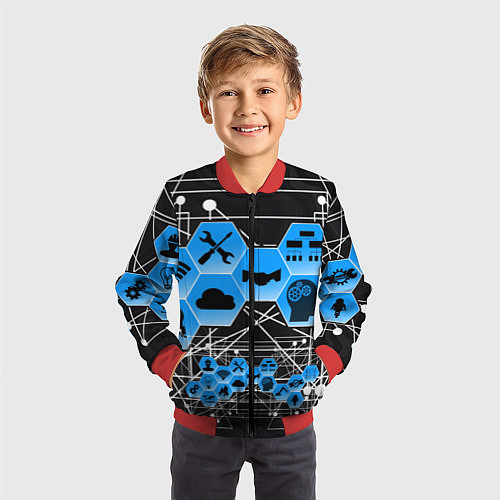 Детский бомбер Виртуальный мир / 3D-Красный – фото 3