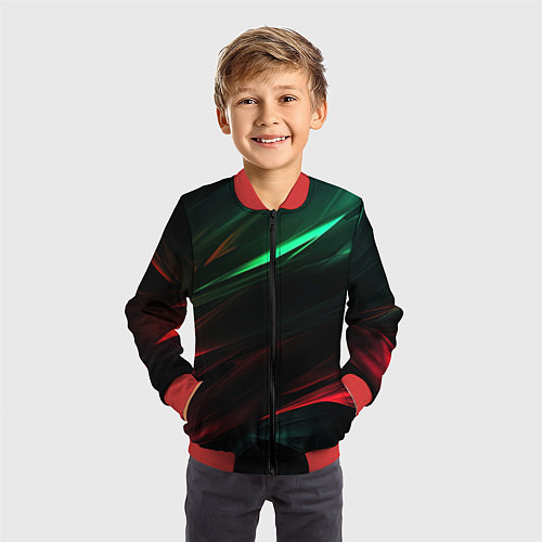Детский бомбер Dark red and green / 3D-Красный – фото 3