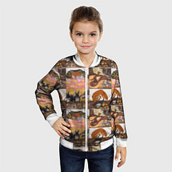 Бомбер детский Коллаж из рисунков с лисой, цвет: 3D-белый — фото 2