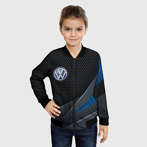 Детский бомбер Фольцваген - синяя броня / 3D-Черный – фото 4