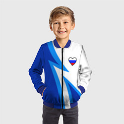 Бомбер детский Флаг России в сердечке - синий, цвет: 3D-синий — фото 2