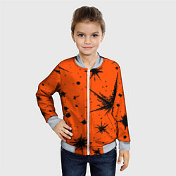Бомбер детский Огненный оранжевый абстракция, цвет: 3D-серый — фото 2