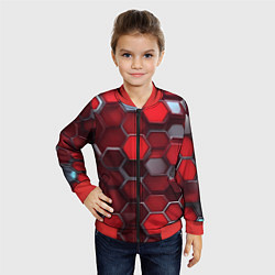 Бомбер детский Cyber hexagon red, цвет: 3D-красный — фото 2