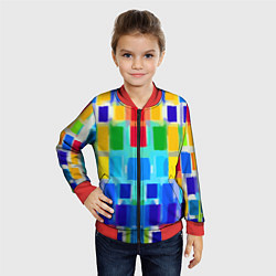 Бомбер детский Colorful strips - pop art - vogue, цвет: 3D-красный — фото 2