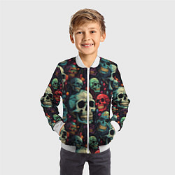 Бомбер детский Милый skull, цвет: 3D-белый — фото 2
