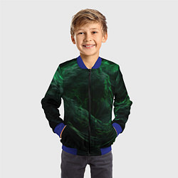 Бомбер детский Темно зеленая абстракция, цвет: 3D-синий — фото 2