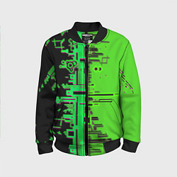 Детский бомбер Кибер-глитч зелёный